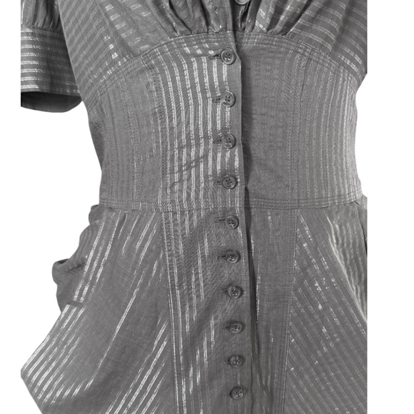 AllSaints Spitalfields “Elma” Metallic Hooded Draped Dress – Size UK 10 (US 6) - Picture 4 of 12